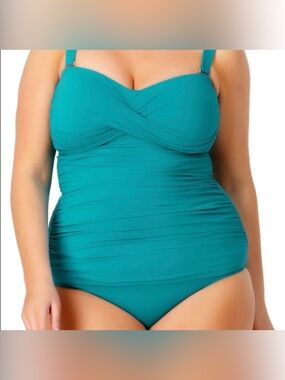 Anne Cole Teal Twist-Front Tankini Top